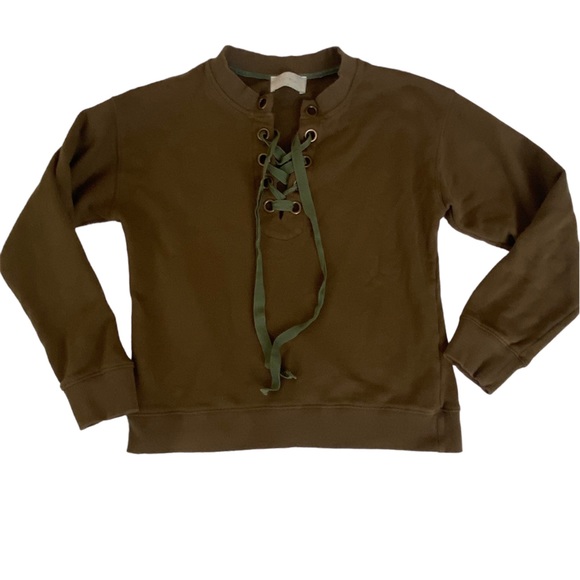 Storia Size Medium. Green sweater with lace up feature. - Picture 1 of 4